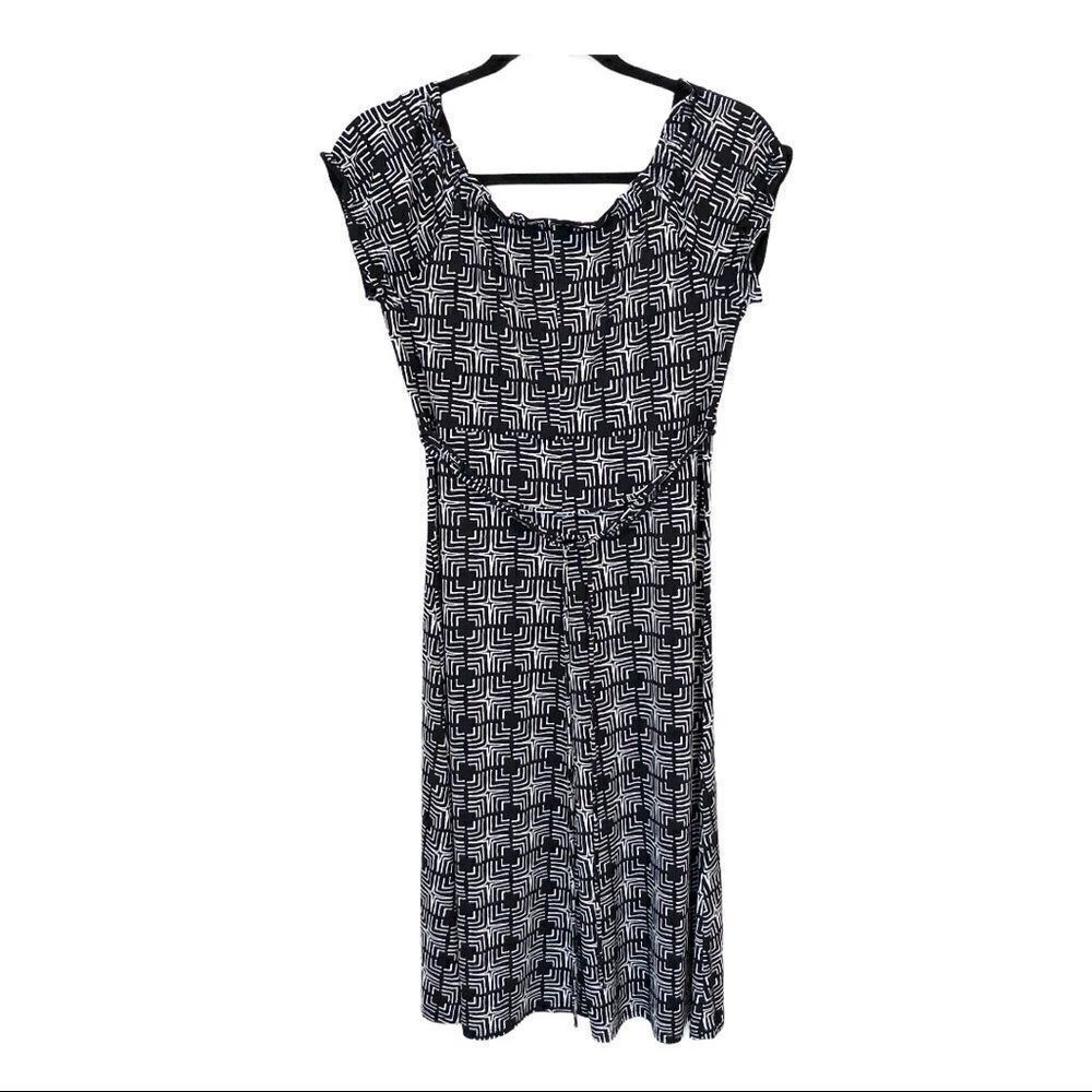 Axcess Black/White Geometric Print Midi Dress Size Small - Picture 2 of 12